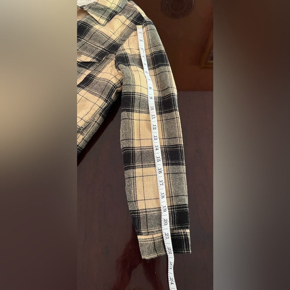 Plaid Lucky Brand Women's Jacket Black and Tan size L - Picture 3 of 9